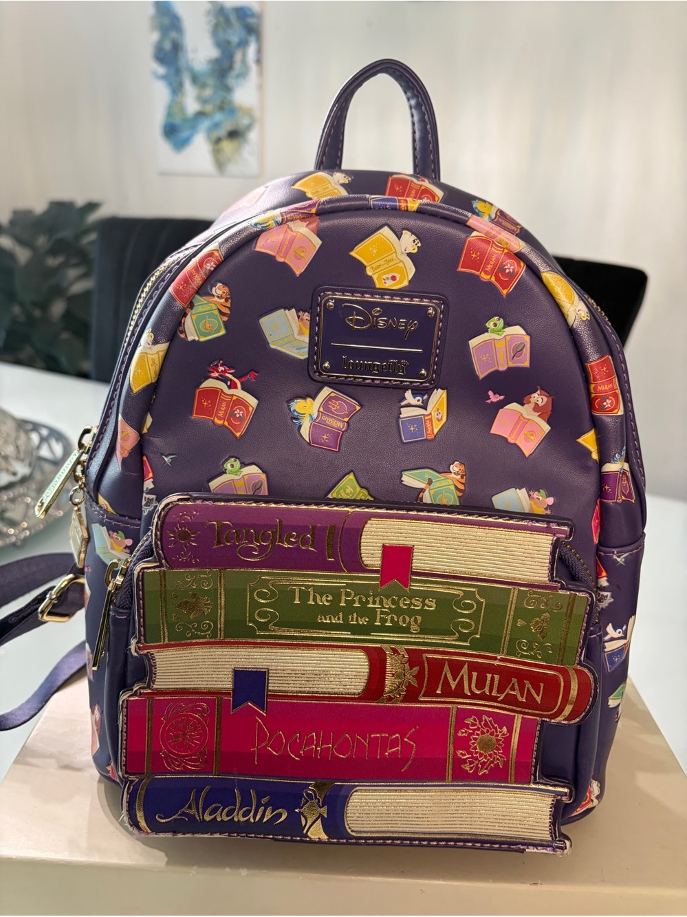 Disney Purple Mini Backpack with Storybook Appliqués